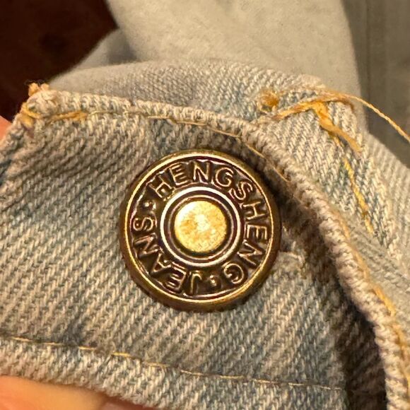 Rosie the Riveter Upcycled Light Wash Denim Embellished Button Up Jacket  Sz M - Picture 8 of 10